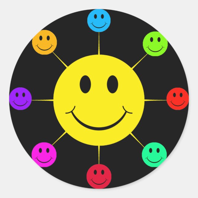 Colourful Faces Classic Round Sticker (Front)