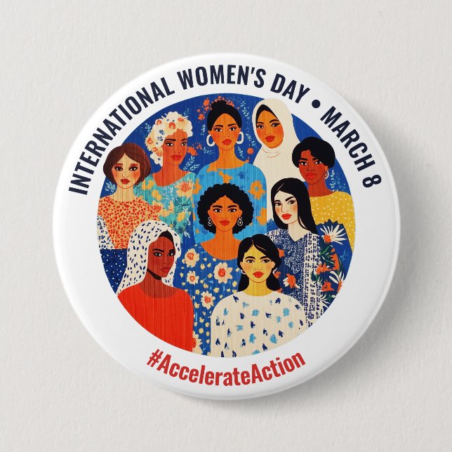 Colourful Faces | International Women's Day | IWD 7.5 Cm Round Badge (Front)
