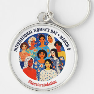 Colourful Faces   International Women's Day   IWD Key Ring