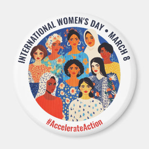Colourful Faces International Women's Day IWD Magnet