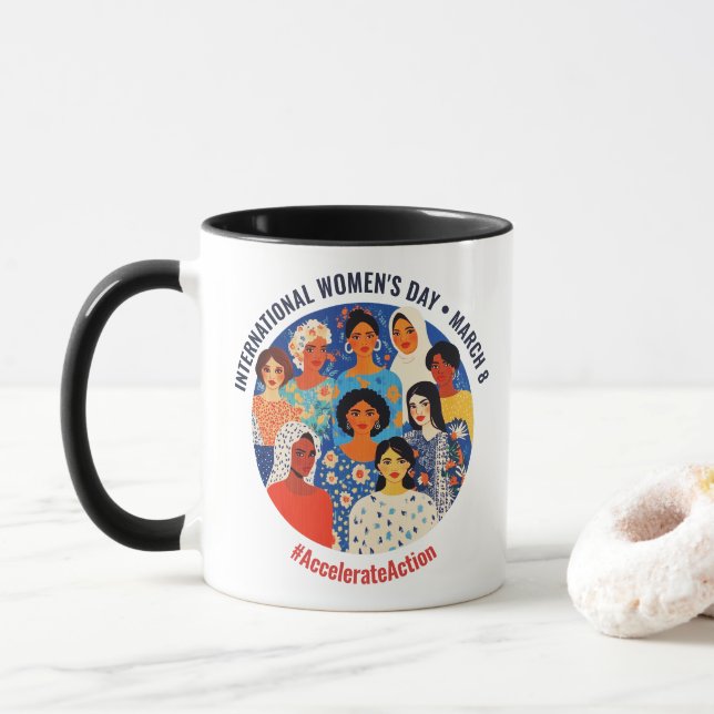 Colourful Faces | International Women's Day | IWD Mug (With Donut)