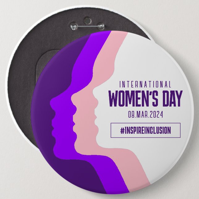 Colourful Faces International Women's Day March 8 6 Cm Round Badge (Front & Back)