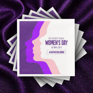 Colourful Faces International Women's Day March 8 Napkin