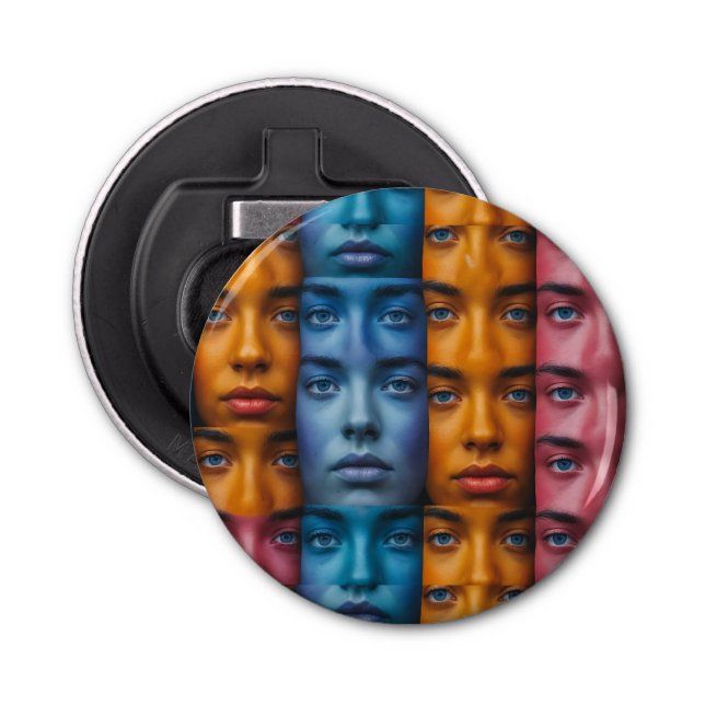 Colourful Faces Pattern Bottle Opener (Front)