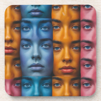Colourful Faces Pattern Coaster