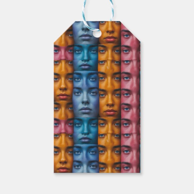 Colourful Faces Pattern Gift Tags (Front)