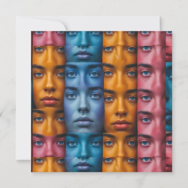 Colourful Faces Pattern Invitation (Front)