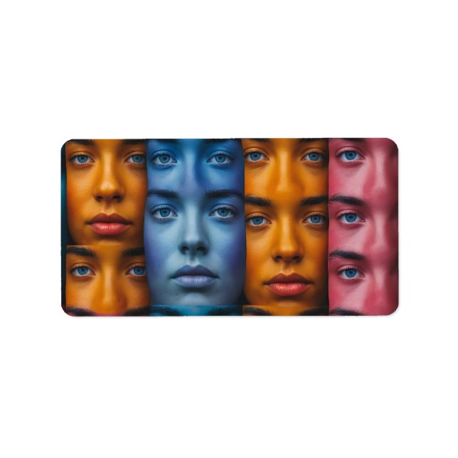 Colourful Faces Pattern Label (Front)