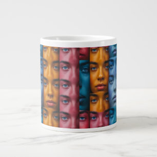 Colourful Faces Pattern Large Coffee Mug
