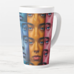 Colourful Faces Pattern Latte Mug