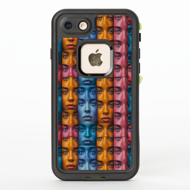 Colourful Faces Pattern LifeProof iPhone Case (Back)