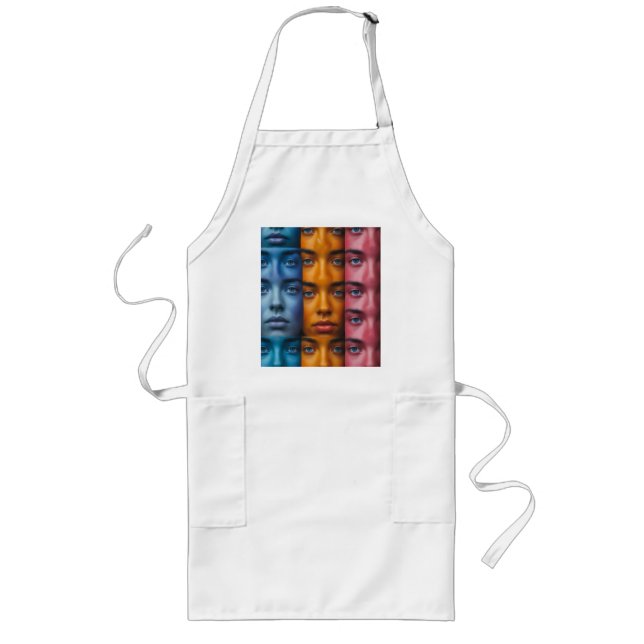 Colourful Faces Pattern Long Apron (Front)