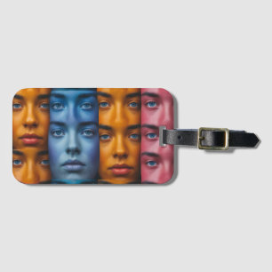 Colourful Faces Pattern Luggage Tag