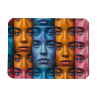 Colourful Faces Pattern Magnet