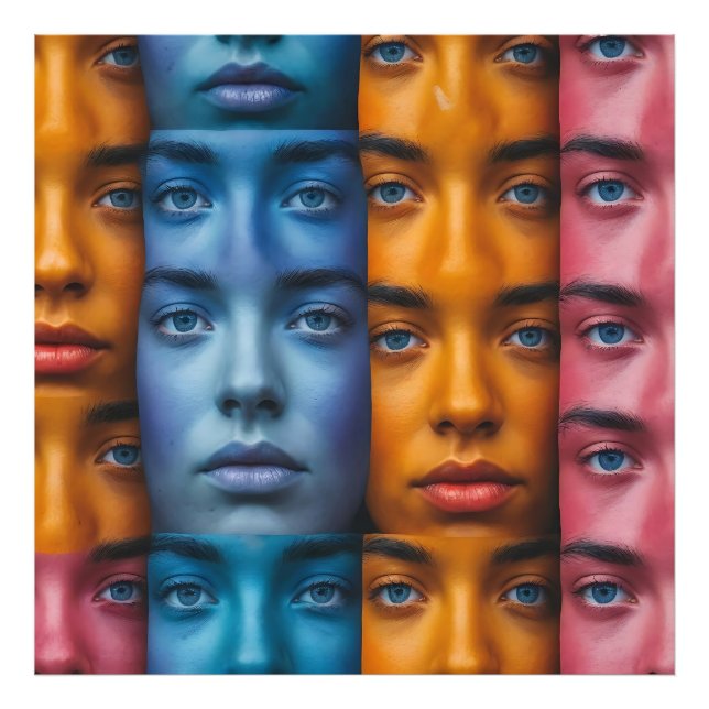 Colourful Faces Pattern Photo Print (Front)