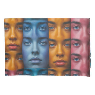 Colourful Faces Pattern Pillowcase