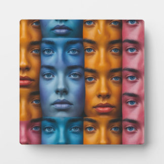 Colourful Faces Pattern Plaque