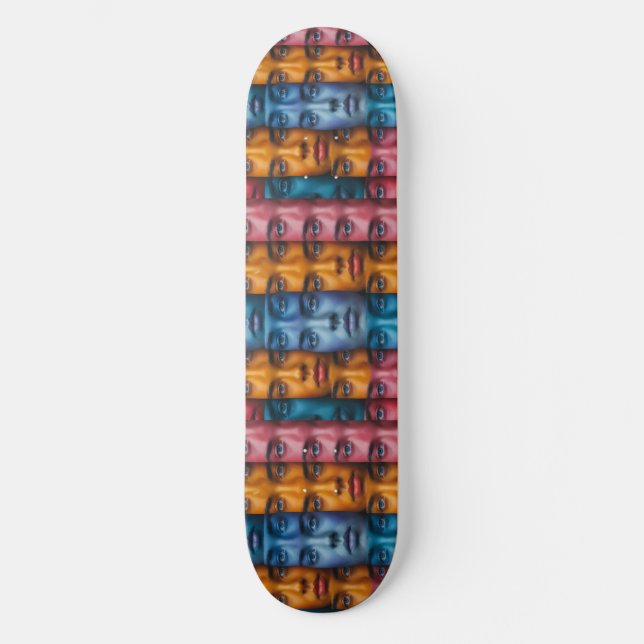 Colourful Faces Pattern Skateboard (Front)