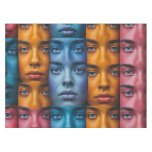 Colourful Faces Pattern Tablecloth