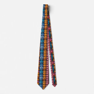 Colourful Faces Pattern Tie