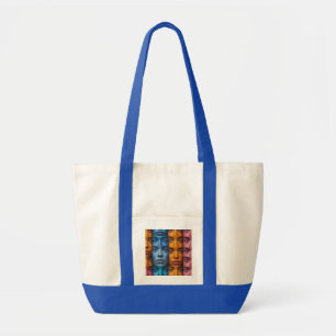 Colourful Faces Pattern Tote Bag