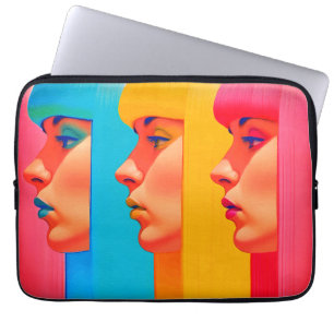 Colourful Faces Vibrant Multicolor Side Profiles Laptop Sleeve