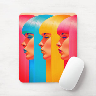Colourful Faces Vibrant Multicolor Side Profiles Mouse Mat