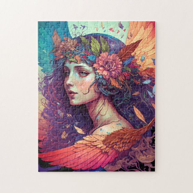 Colourful Fairy Angel Wings Fantasy Art Jigsaw Puzzle (Vertical)