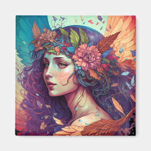 Colourful Fairy Angel Wings Fantasy Art Magnet