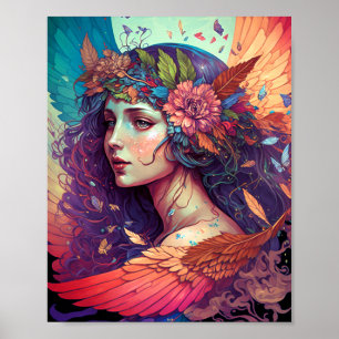 Colourful Fairy Angel Wings Fantasy Art Poster