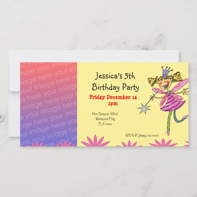Colourful Fairy Birthday Party Invite (Front)