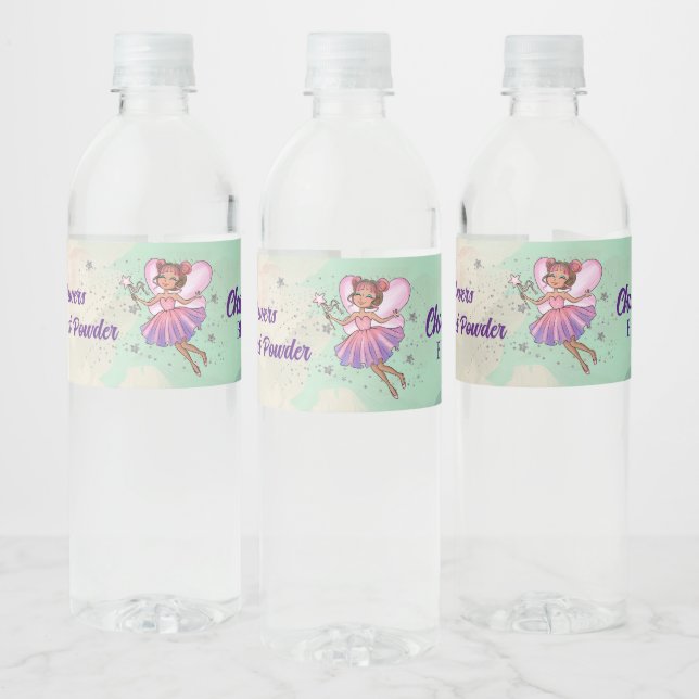 Colourful Fairy Birthday Water Bottle Label (Bottles)