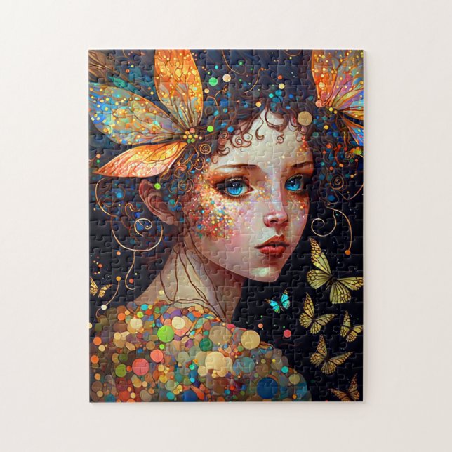 Colourful Fairy Butterflies Fantasy Art Jigsaw Puzzle (Vertical)