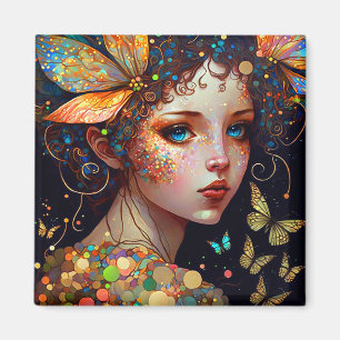 Colourful Fairy Butterflies Fantasy Art Magnet