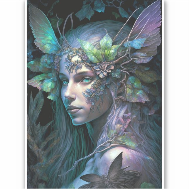 Colourful Fairy Fantasy Art Sticker (Front)