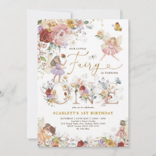 Colourful Fairy First Birthday Garden Bloom Invitation