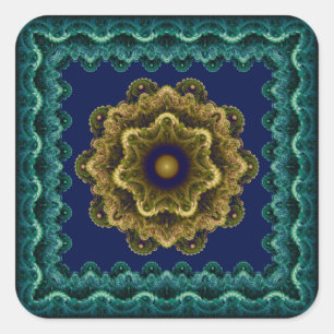 Colourful fairy fractal decoration square sticker
