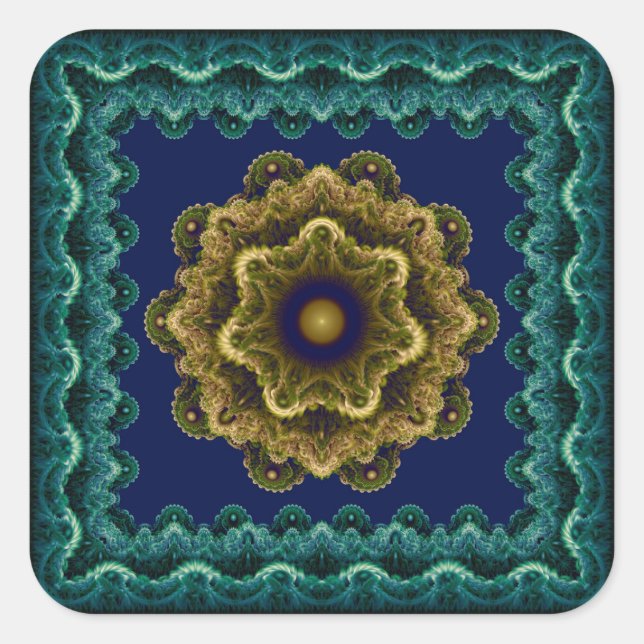 Colourful fairy fractal decoration square sticker (Front)