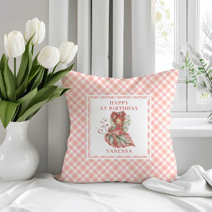 Colourful Fairy Girl Blush Floral Birthday Pillow 