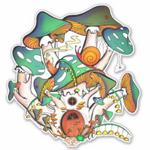 Colourful fairy mushrooms house