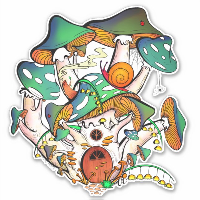 Colourful fairy mushrooms house (Front)