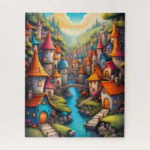 Colourful Fairy Tale Castle Village Jigsaw Puzzle