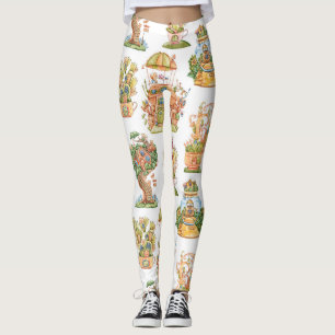 Colourful Fairy Tale Houses Pattern Leggings