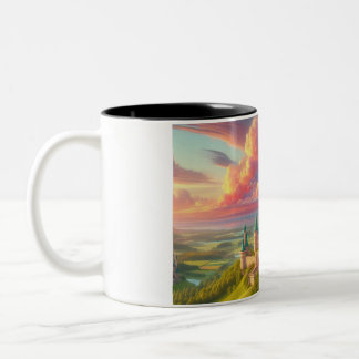 Colourful FairyTale castle Two-Tone Coffee Mug