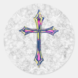 Colourful Faith Cross Vintage Style Sticker Seal