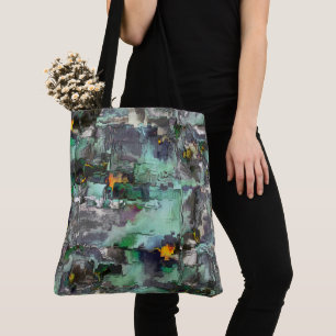 Colourful fake rock predominated mint green to gre tote bag