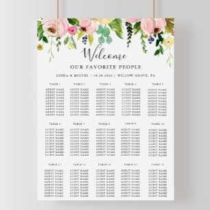 Colourful Fall Alphabetical Wedding Seating Chart
