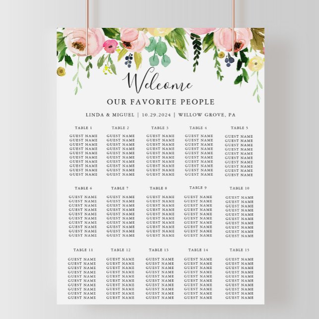 Colourful Fall Alphabetical Wedding Seating Chart (Creator Uploaded)