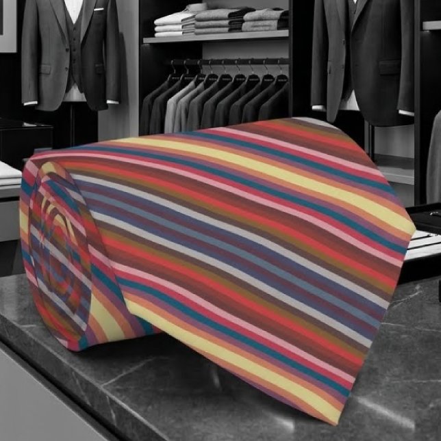 Colourful Fall And Winter Colours Diagonal Stripes Tie (Creator Uploaded)
