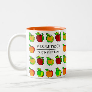 Colourful Fall Apple Pattern Cute Gift For Teache Two-Tone Coffee Mug